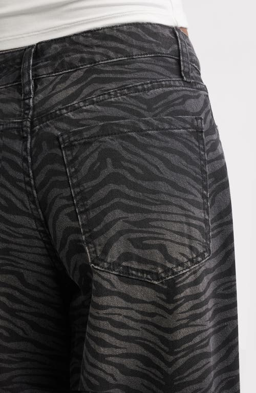 Ptcl Viola Zebra Print High Waist Baggy Jeans In Black