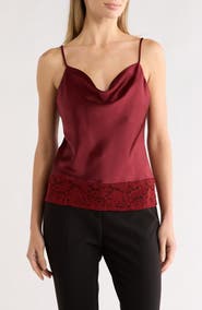 Renee C Lace Trim Satin Camisole
