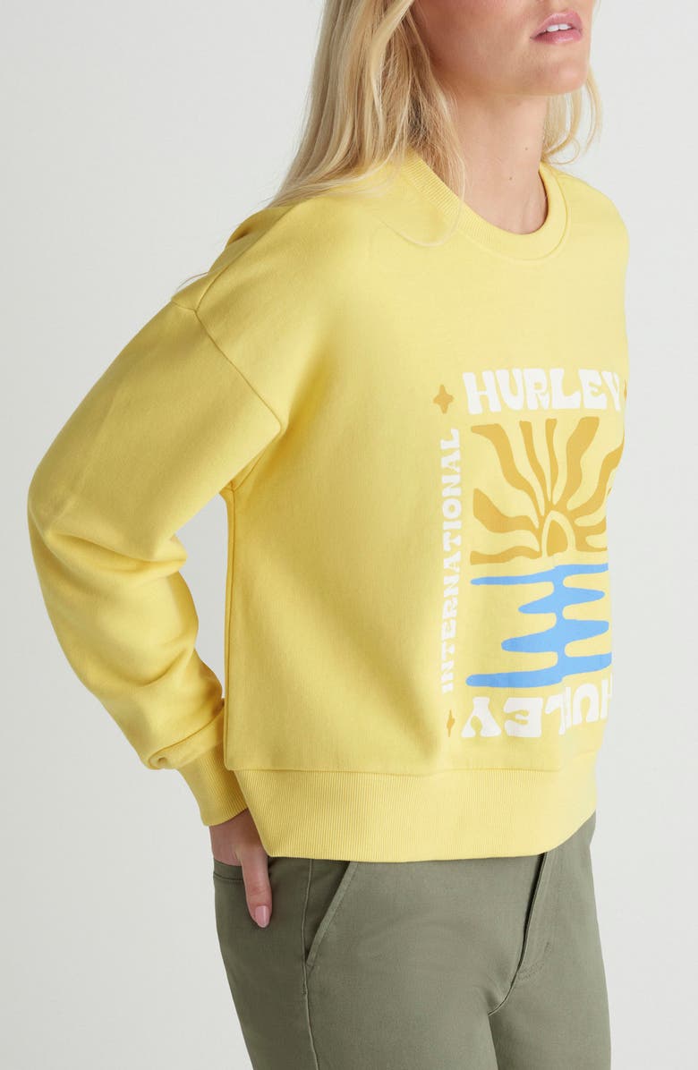 Hurley Living Peace Boxy Cotton Terry Graphic Sweatshirt, Alternate, color, Dandelion