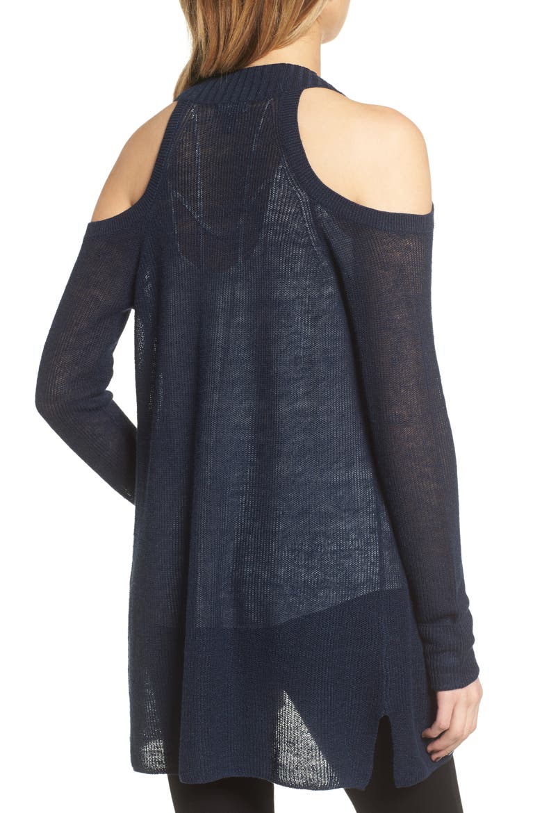 Cold Shoulder Cardigan, Alternate, color, NAVY BLAZER