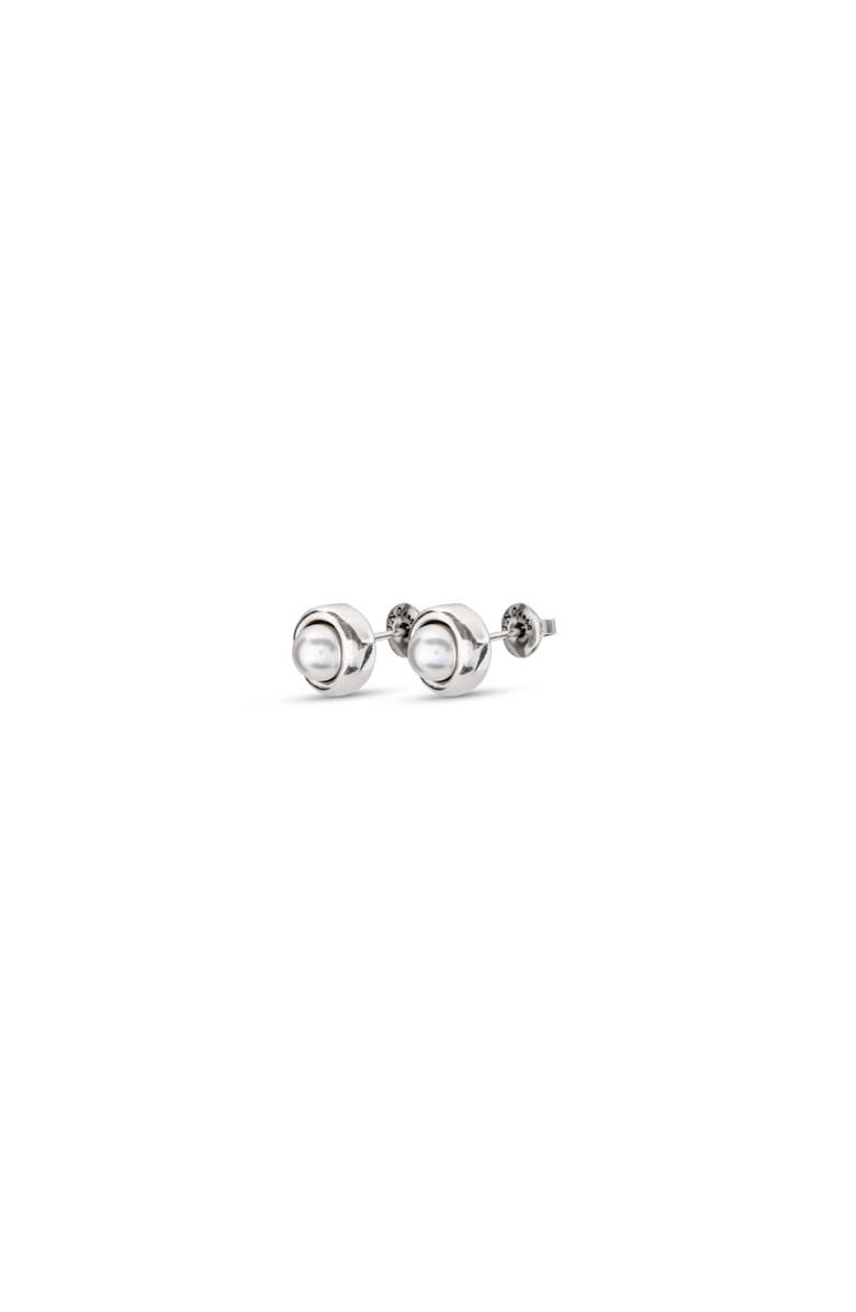UNODE50 Sterling silver-plated earrings with pearl, Alternate, color, Silver