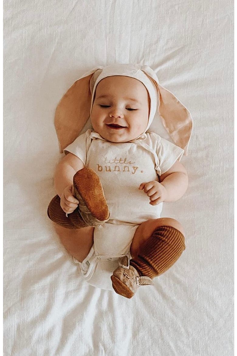 Little Bunny Organic Baby Bodysuit, Alternate, color, Natural