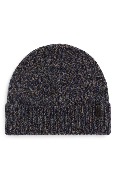 Brushed Marled Cashmere Cuffed Hat