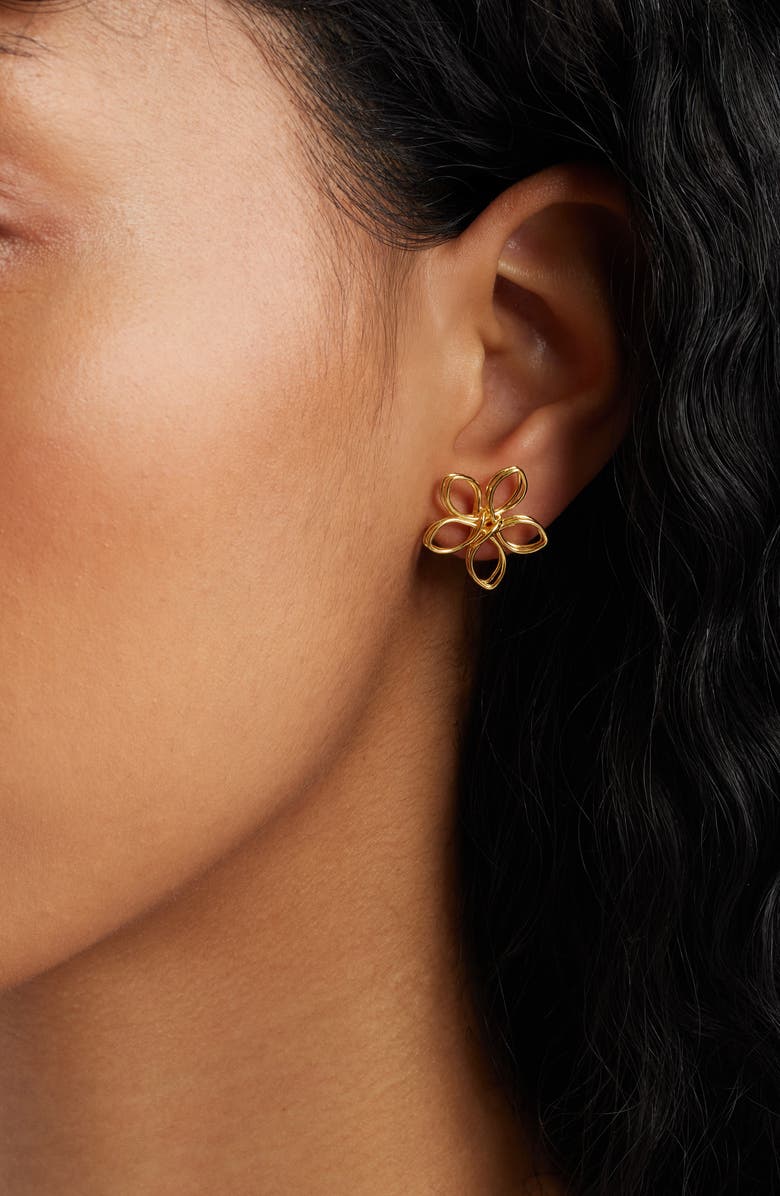 Kiara by Ki-ele Jasmine Flower Wire Stud Earrings, Alternate, color, Gold