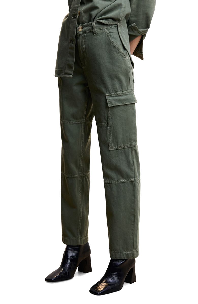 MANGO Mid Rise Straight Leg Cargo Jeans, Main, color, 