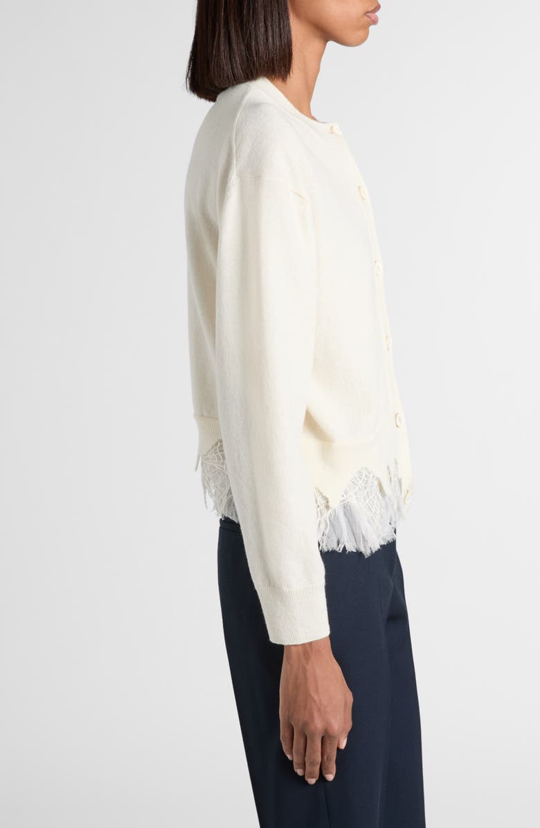 McQueen Cobweb Lace Shrunken Wool & Cashmere Cardigan, Alternate, color, Ivory/ Ivory