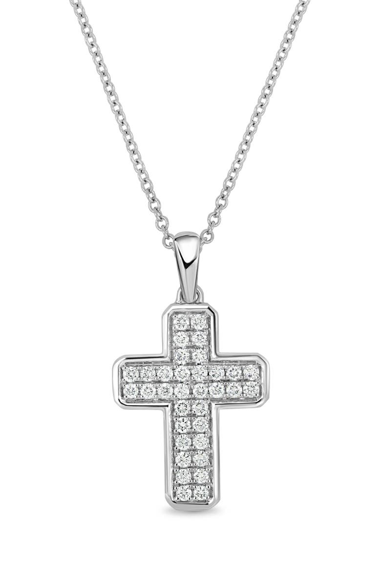 Bony Levy 18K White Gold Pavé Diamond Cross Pendant Necklace, Main, color, 18K White Gold