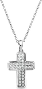 Bony Levy 18K White Gold Pavé Diamond Cross Pendant Necklace