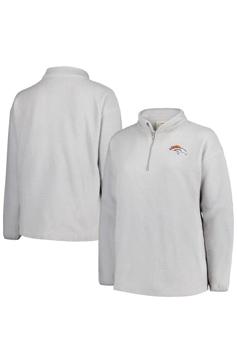 PROFILE Women's Profile Gray Denver Broncos Plus Size Sherpa Quarter-Zip Jacket, Main, color, 