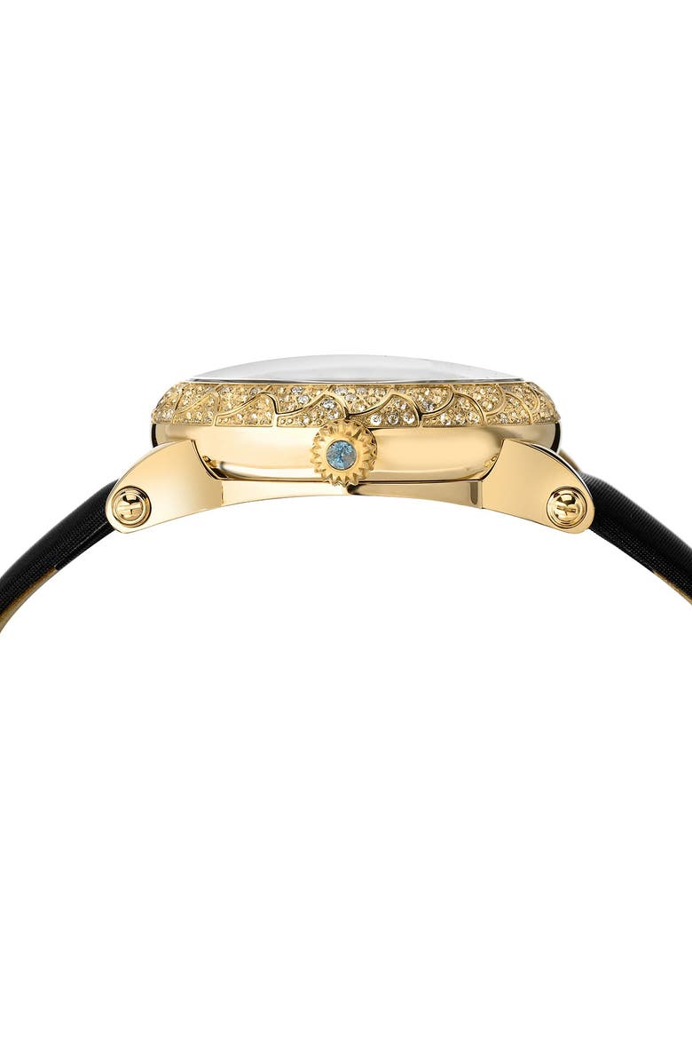 Women's Liza Topaz Stone Automatic Watch, 38mm x 44mm, Alternate, color, GOLD TONE BLACK