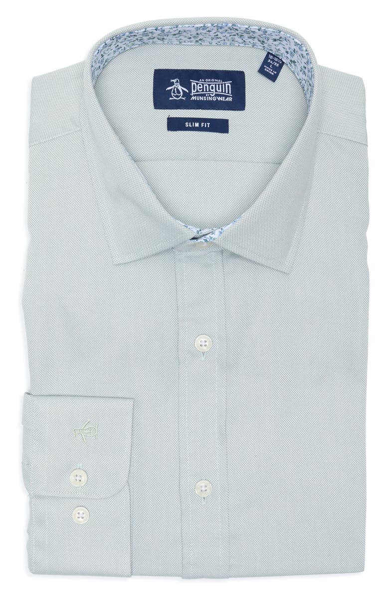 Original Penguin Royal Oxford Slim Fit Dress Shirt, Alternate, color, Silver Pine
