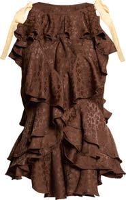 Siedrés Marian Crop Ruffle Satin Jacquard Top