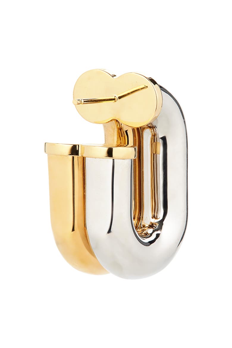 XL Link Two-Tone Hoop Earrings, Alternate, color, GOLD / SILVER