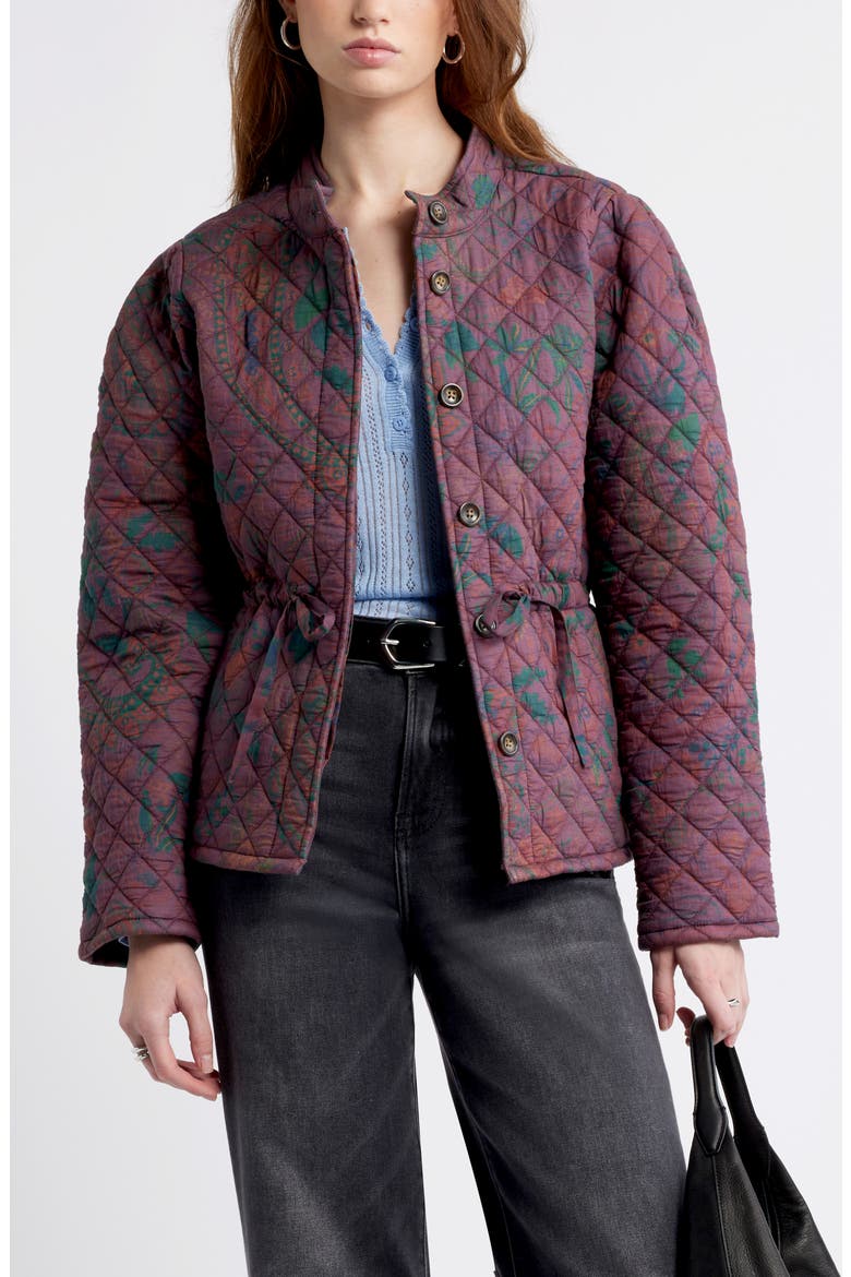 Paisley Quilted Jacket, Main, color, BURGUNDY PAISLEY