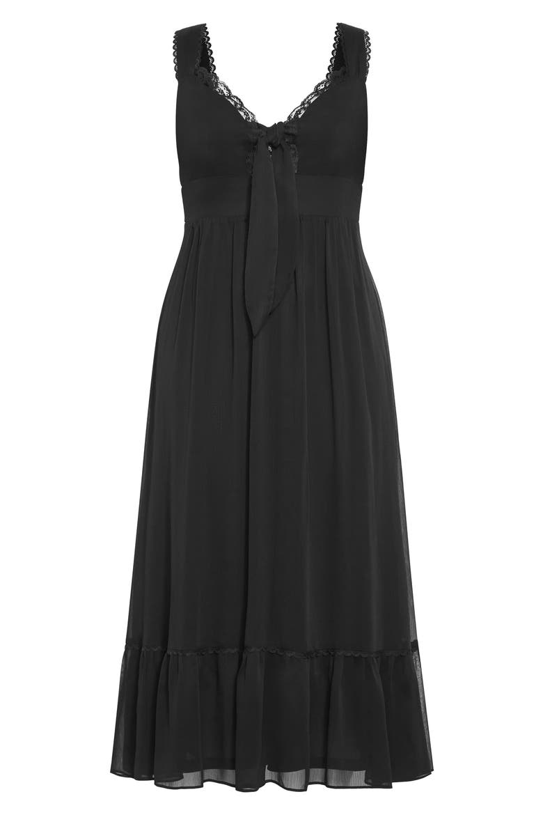 Lidia Lace Trim Maxi Dress, Alternate, color, BLACK