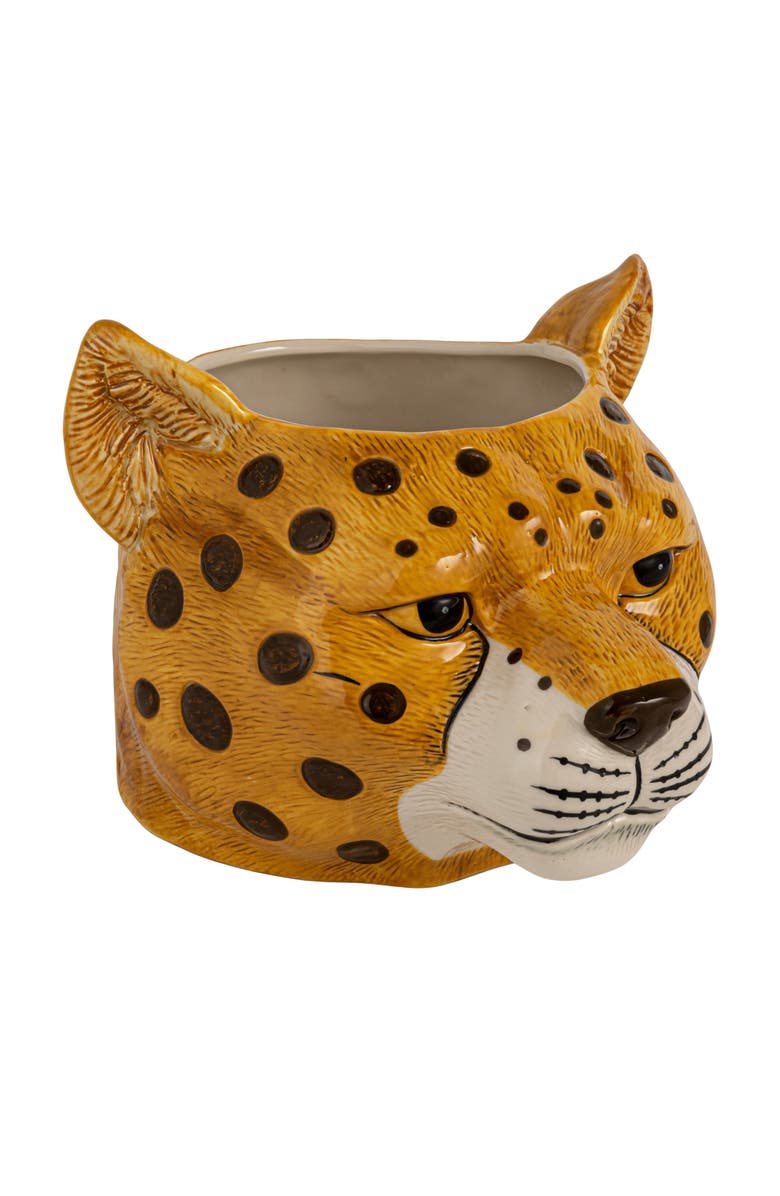 Storied Home Cheetah Head Planter, Main, color, Yellow