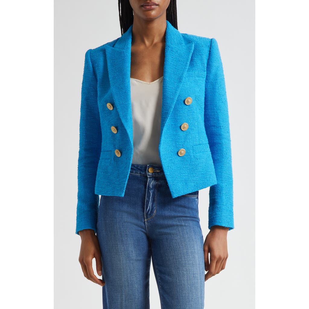 L Agence Brooke Tweed Blazer In Blue