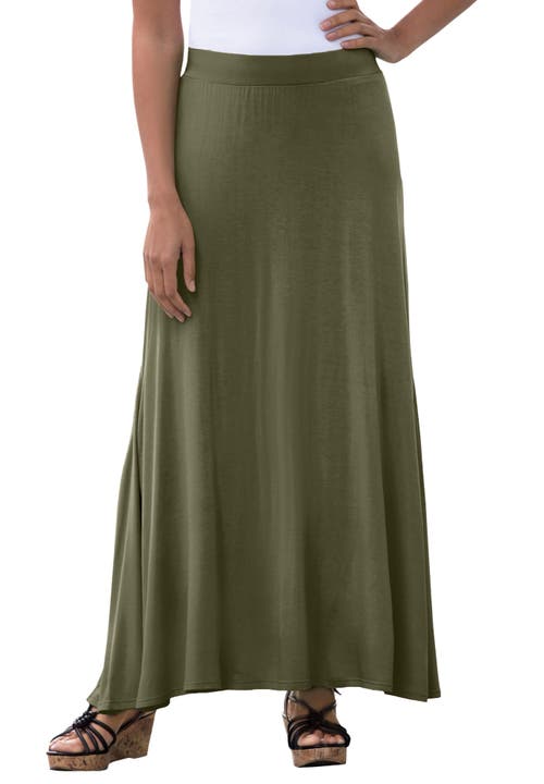 Jessica London Everyday Stretch Knit Maxi Skirt In Green