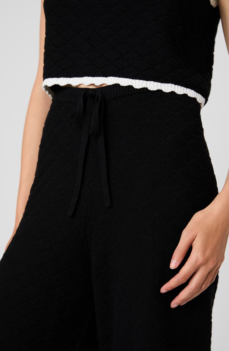 French Connection Teddy Diamond Knit Wide Leg Crop Pants, Alternate, color, Black-Summer White
