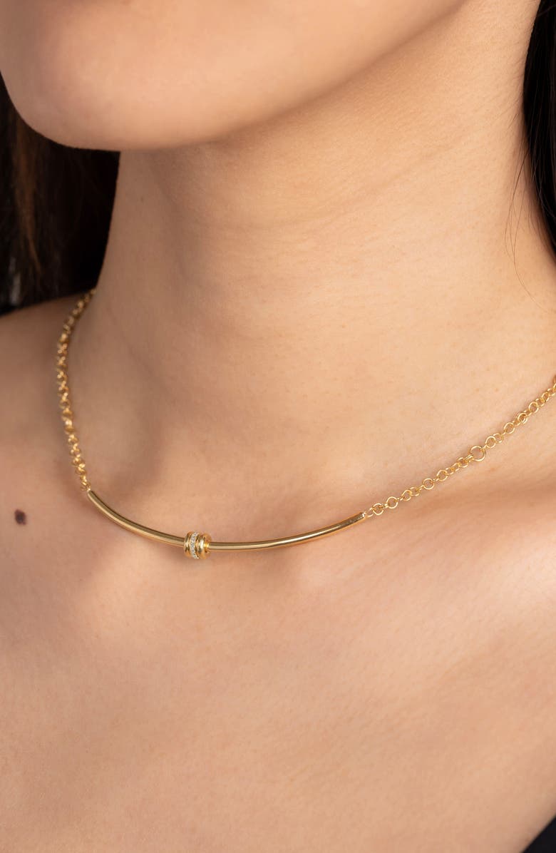 Spinelli Kilcollin Gravity Arc Diamond Necklace, Alternate, color, Yellow Gold