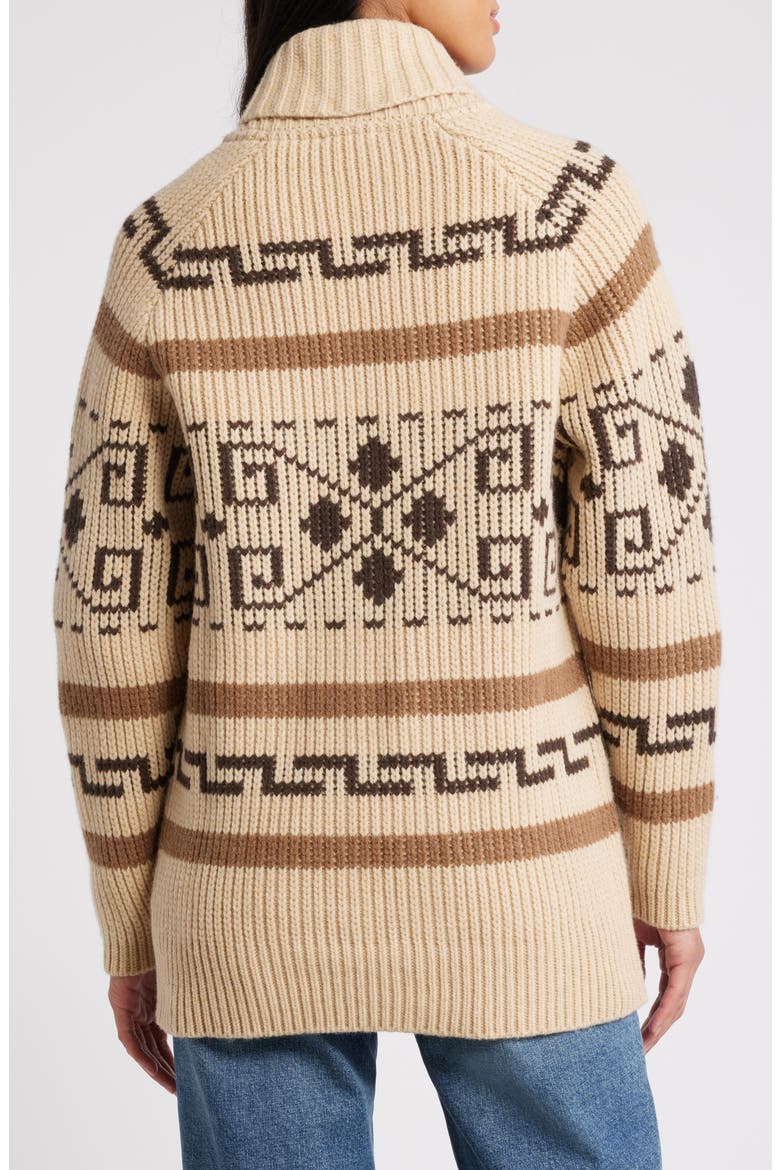Westerly Front Zip Long Wool Cardigan, Alternate, color, TAN/BROWN MULTI