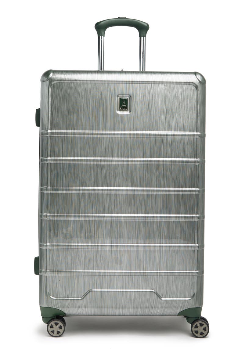 Rollmaster™ Lite 28" Expandable Large Checked Hardside Spinner Luggage, Main, color, GREEN