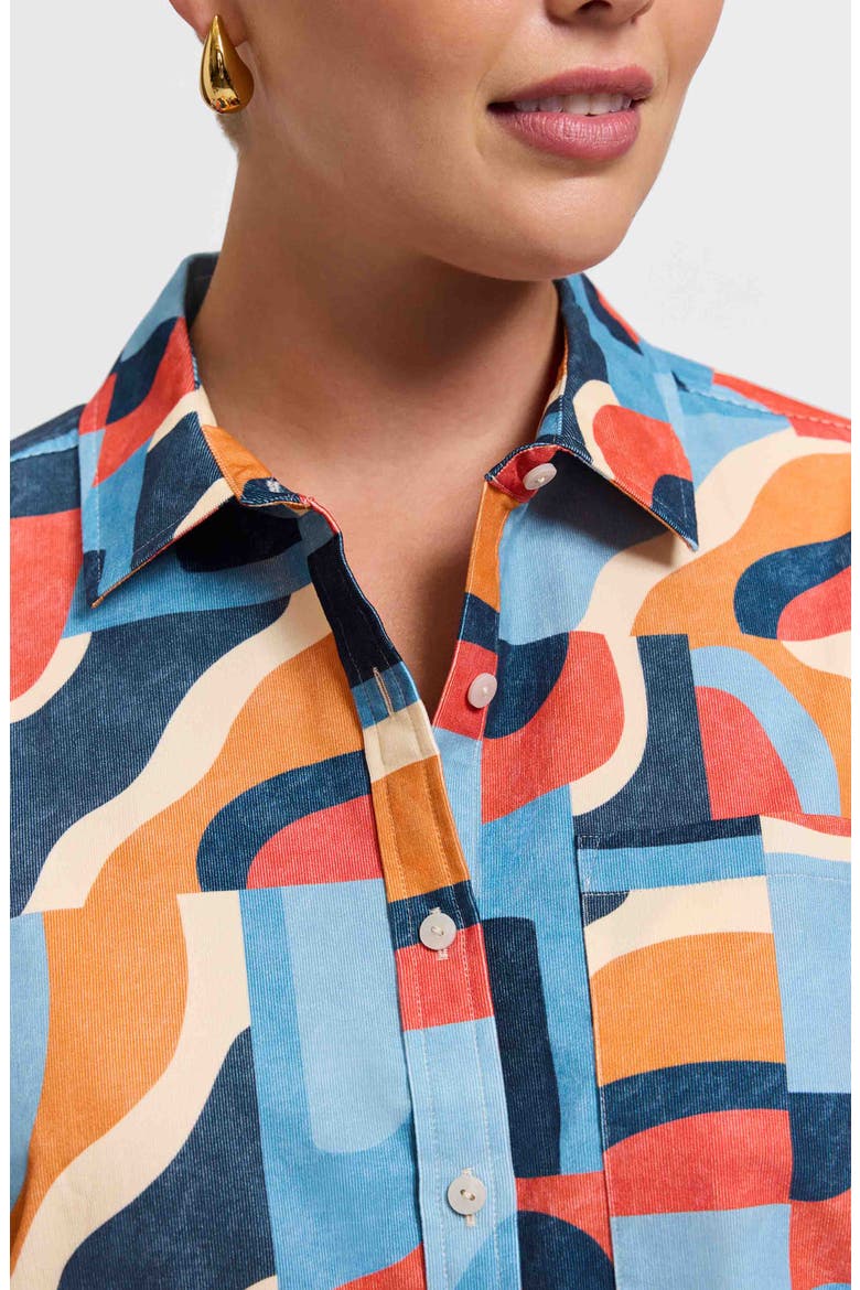 Marina Geo Print Cotton Corduroy Button-Up Shirt, Alternate, color, BEIGE