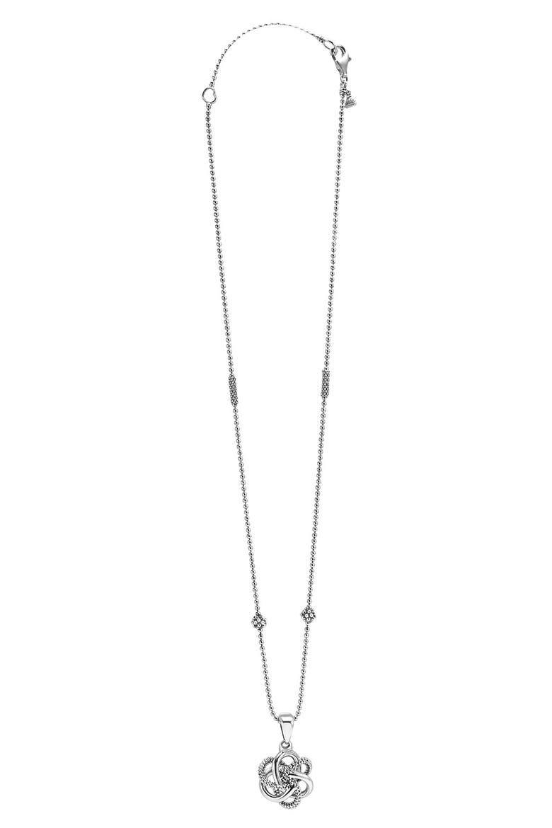Love Knot Pendant Necklace, Alternate, color, STERLING SILVER