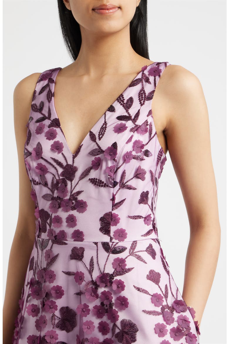Floral Appliqué Sleeveless Gown, Alternate, color, PLUM COMBO