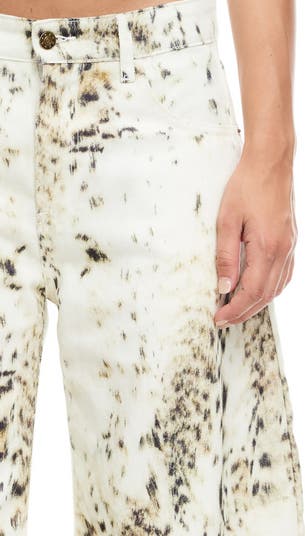 Horseshoe Print Barrel Leg Jeans