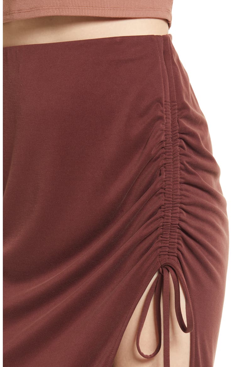 Side Ruched Skirt, Alternate, color, BROWN CHOCOLATE