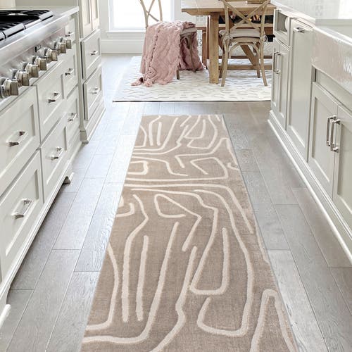 Jonathan Y Alcina Modern Scandinavian Graphic Lines High-low Area Rug In Beige/cream