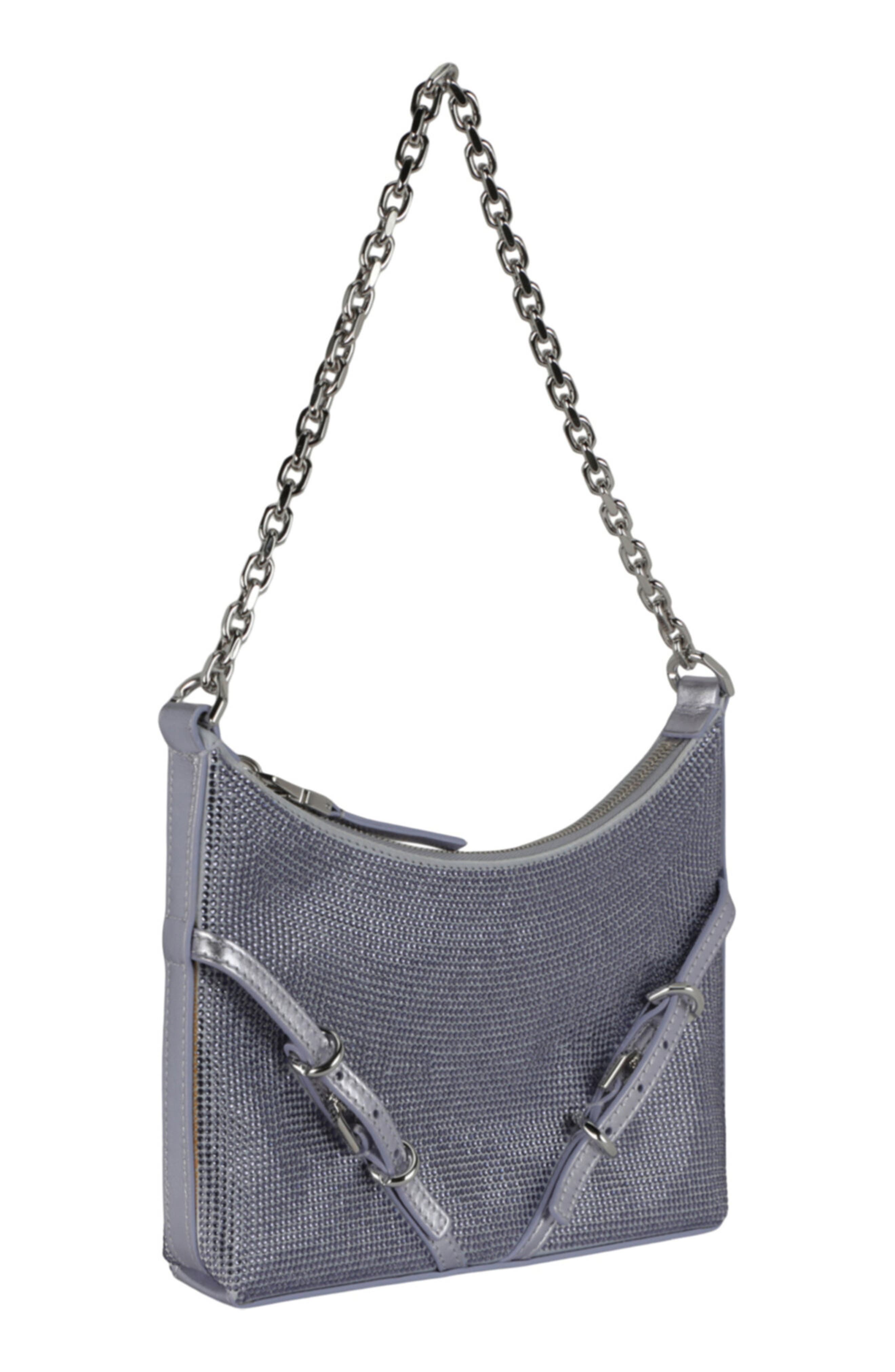 Givenchy Voyou Party Crystal Embellished Leather Shoulder Bag, Alternate, color, Lavender