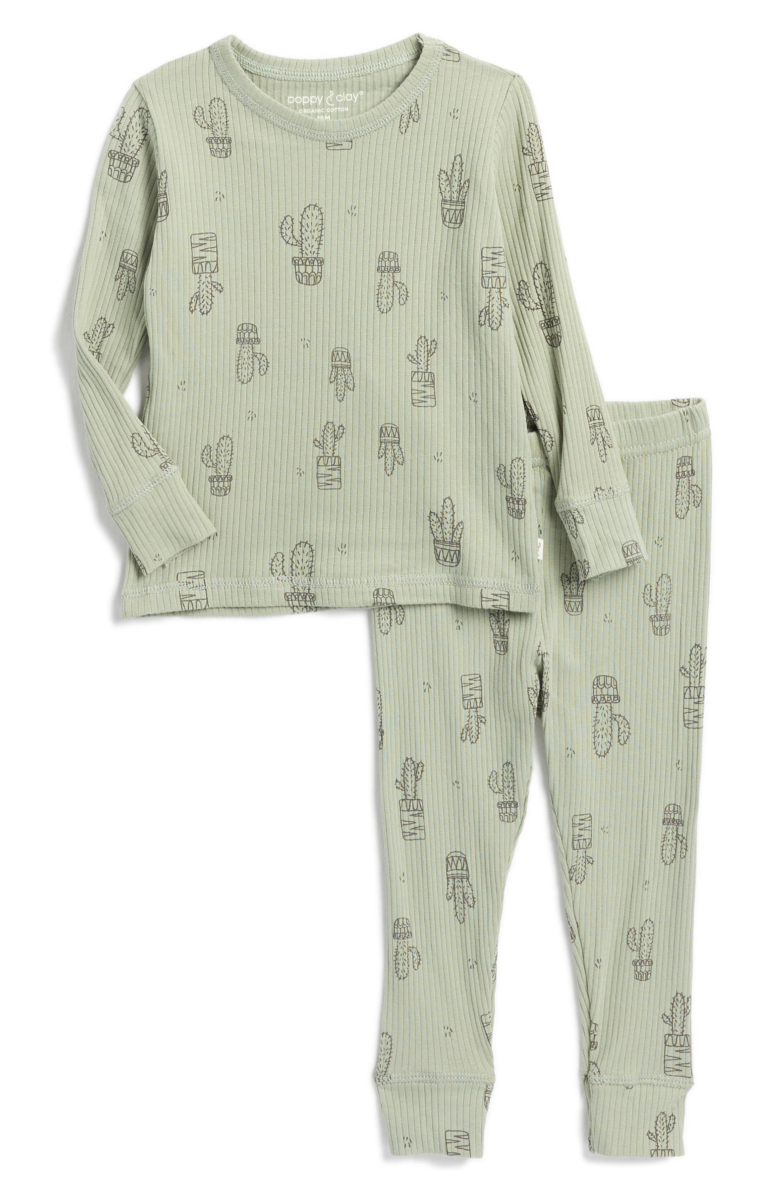 Poppy & Clay Fitted Stretch Organic Cotton Two-Piece Pajamas