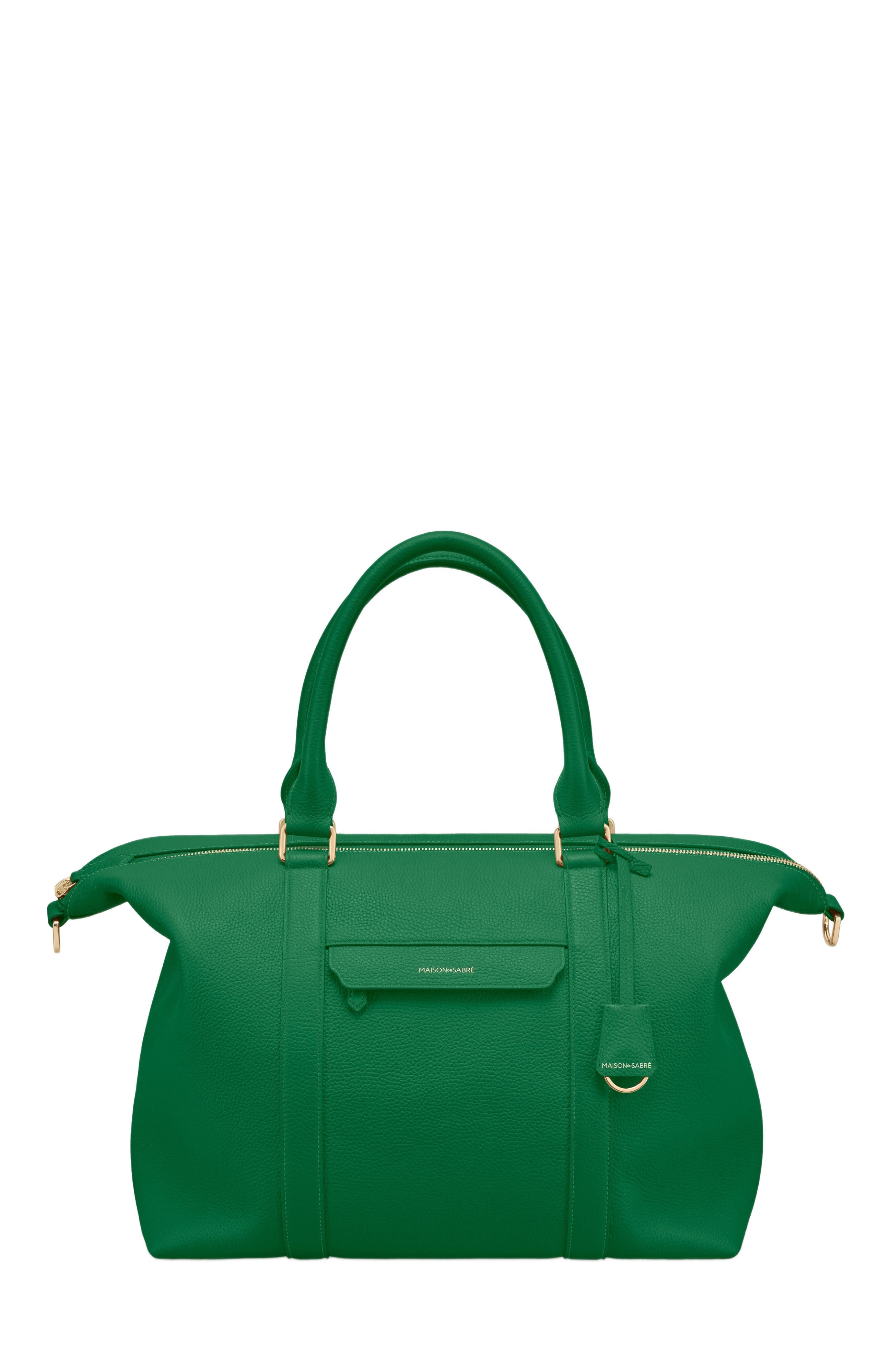 MAISON de SABRÉ Large Leather Weekender Bag in Emerald Green 