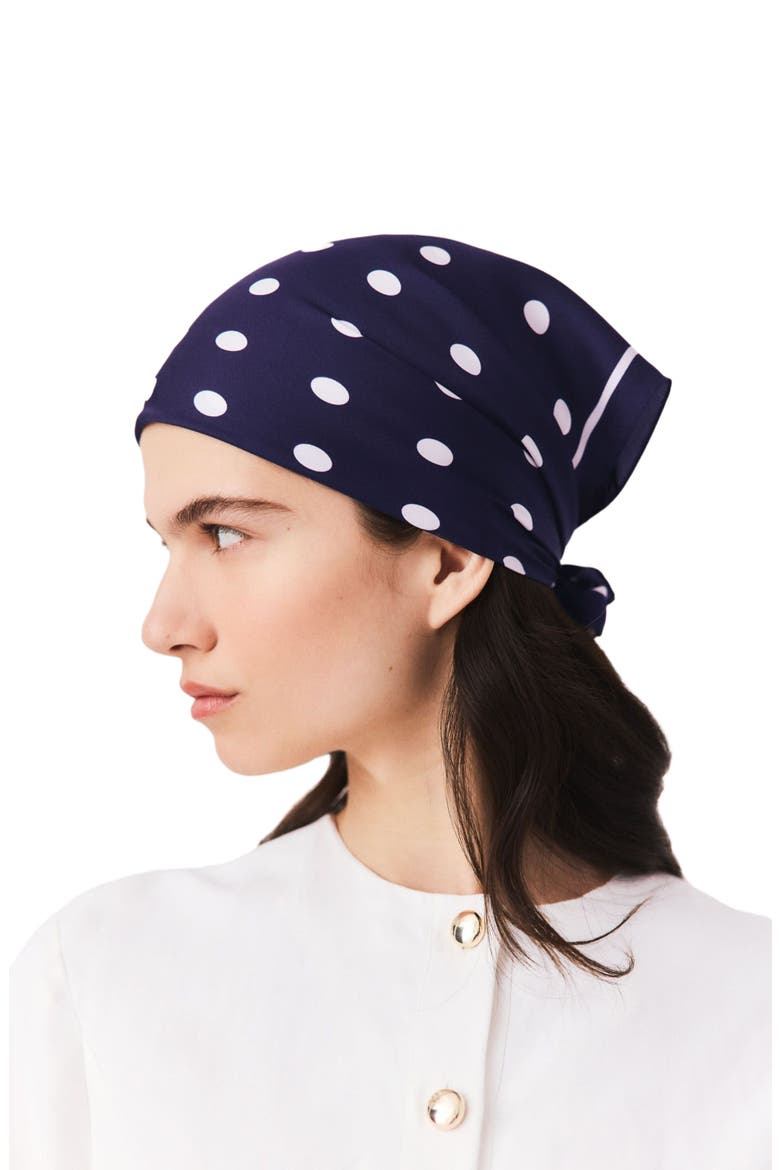Silk polka dot bandana, Alternate, color, Navy dots print