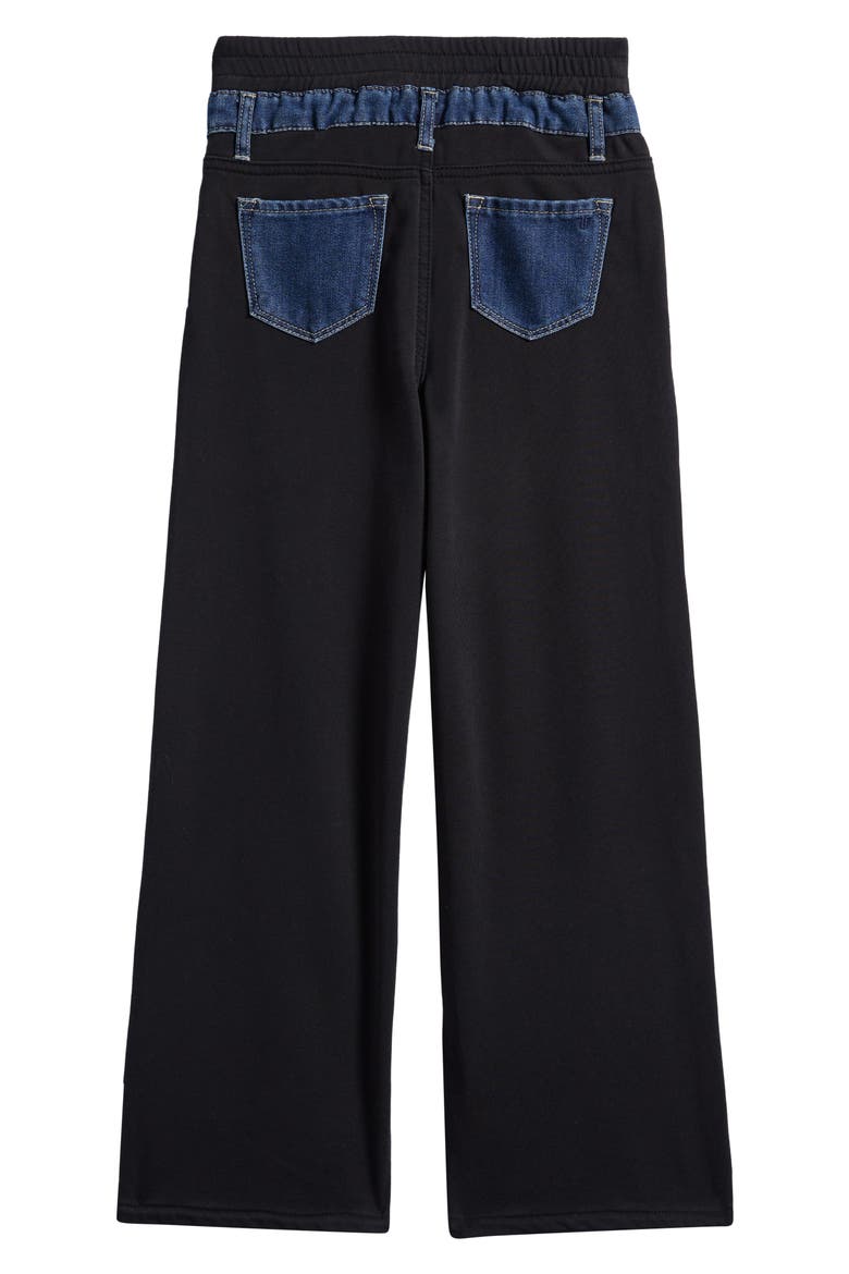 Kids' Mixed Media Jeans, Alternate, color, DARK BLUE/ BLACK