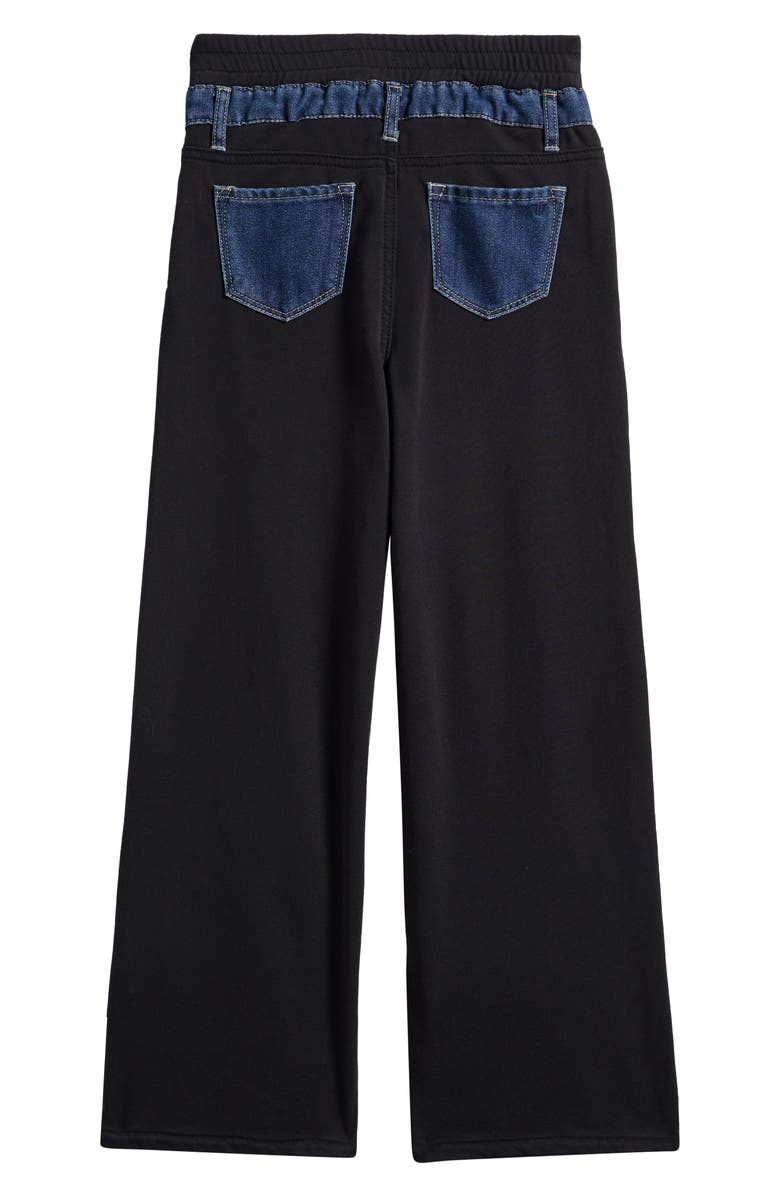 Tractr Kids' Mixed Media Jeans, Alternate, color, Dark Blue/ Black