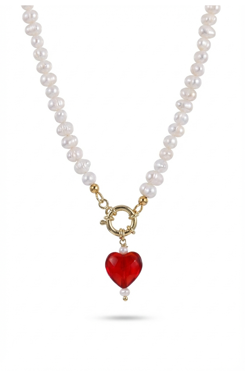 Joey Baby Kokoro Black Heart Freshwater Pearl Necklace, Alternate, color, Black And Gold