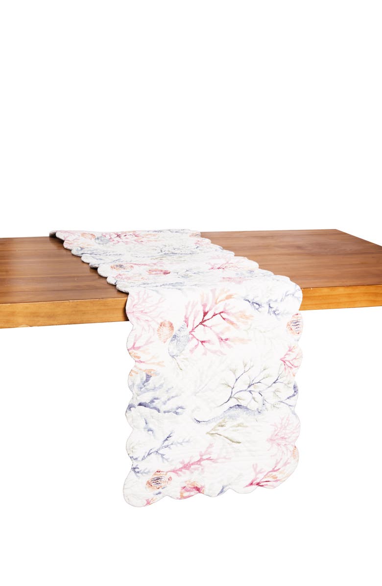 C&F Home Nori Coral Dining Table Runner, Alternate, color, Blue