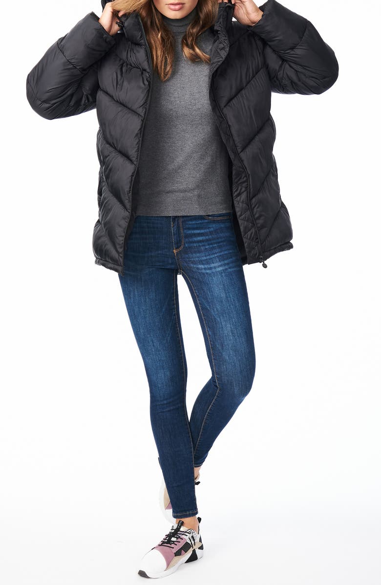 Bernardo Chevron Quilted Water Resistant Puffer Coat, Alternate, color, 
