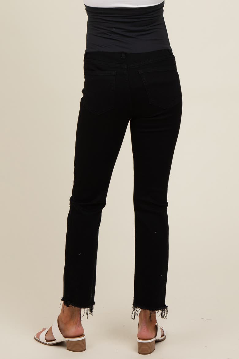 Cut Hem Open Knee Straight Leg Maternity Jeans, Alternate, color, Black