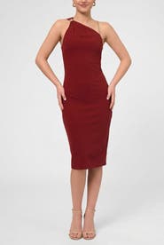 RACHEL Rachel Roy Sia One Shoulder Chain Strap Midi Dress