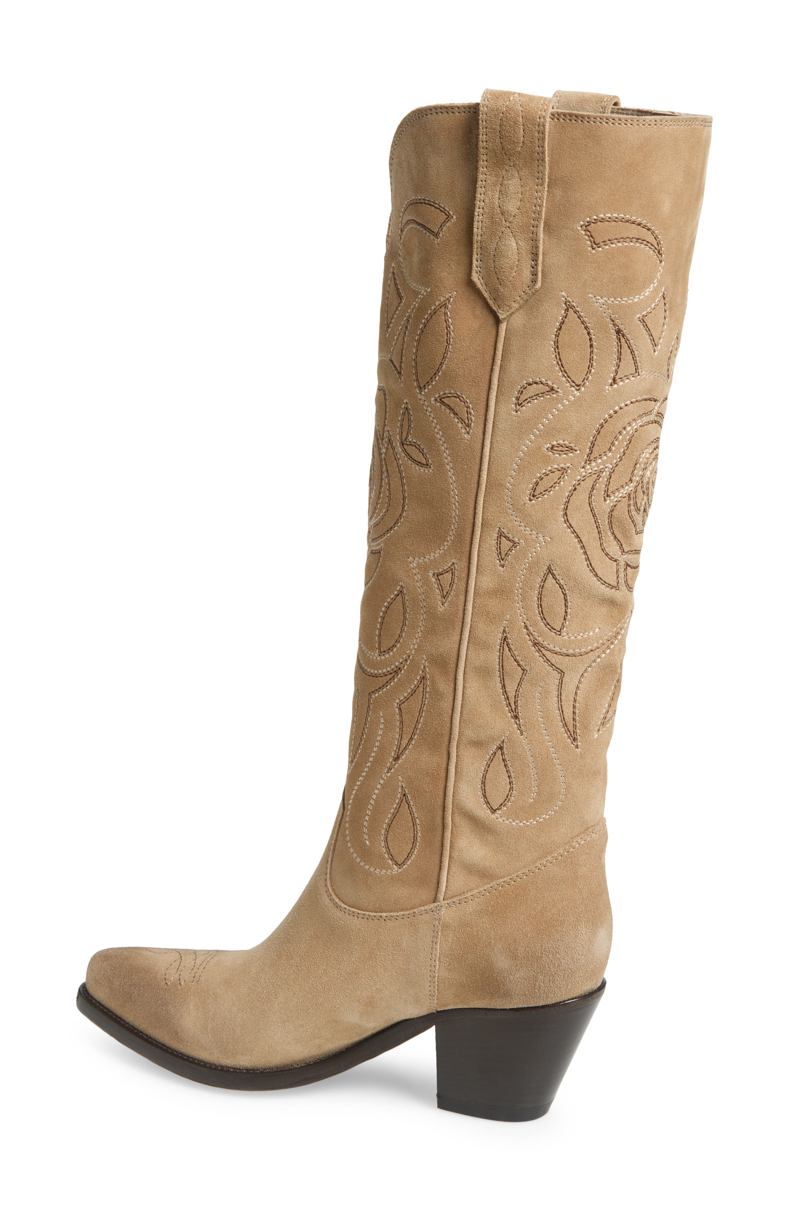 Golden Goose Wish Star Pointed Toe Western Tall Boot, Alternate, color, Sand