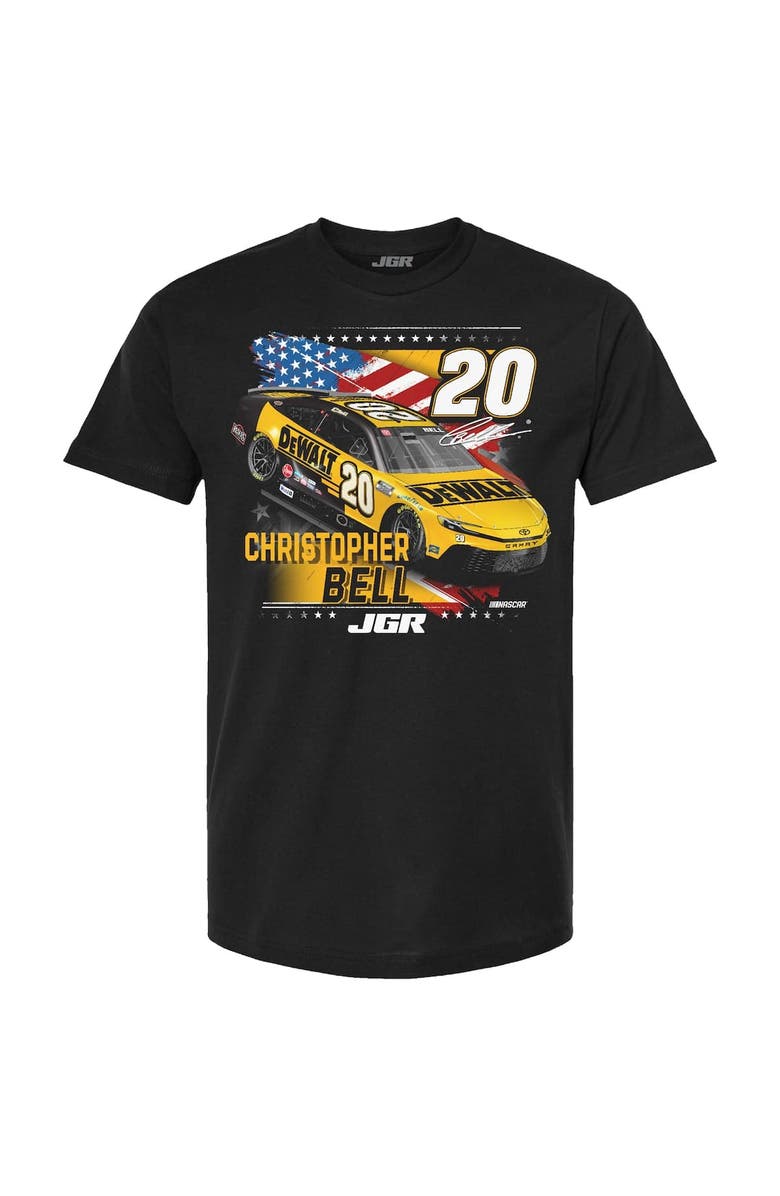 JOE GIBBS RACING TEAM COLLECTION Men's Joe Gibbs Racing Team Collection Black Christopher Bell DEWALT Patriotic Car T-Shirt, Alternate, color, Black