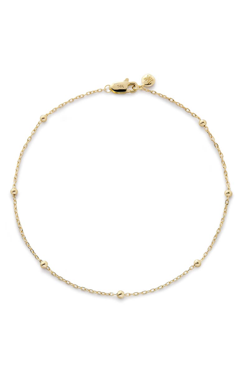 Monica Vinader 14K Gold Beaded Chain Bracelet, Main, color, 14Kt Solid Gold