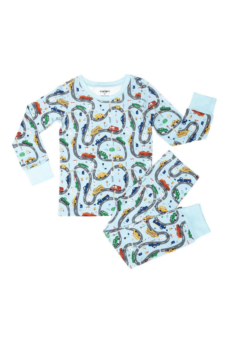 Kids Organic Two-Piece Pajama Set in Cars, Main, color, BLUE MULTI