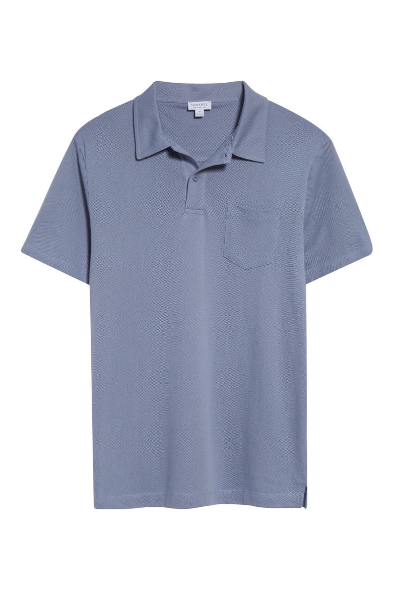 Riviera Cotton Piqué Polo, Alternate, color, VINTAGE BLUE