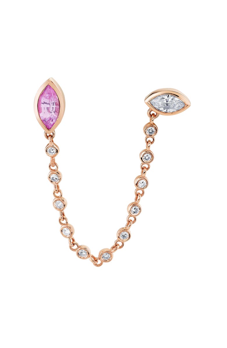 SHAY Pink Sapphire & Diamond Duo Chain Stud Earring, Main, color, Rose Gold