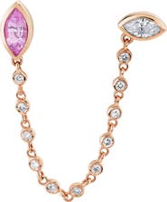 SHAY Pink Sapphire & Diamond Duo Chain Stud Earring